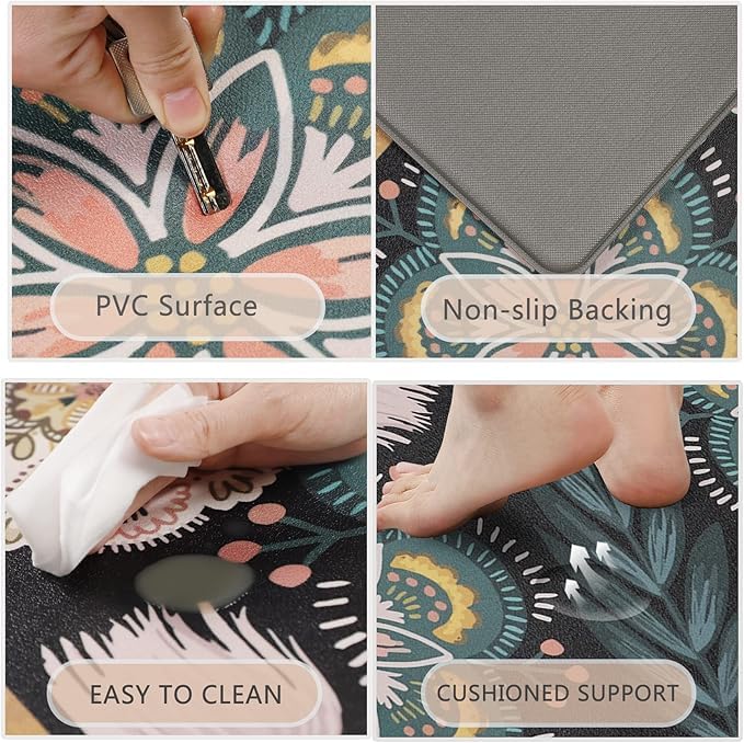 Calyrex Farmhouse Kitchen Rugs and Mats Set of 2 Farmhouse Kitchen Mat Carpet NonSlip Washable Kitchen Mat for Kitchen Home Decor - Image 2