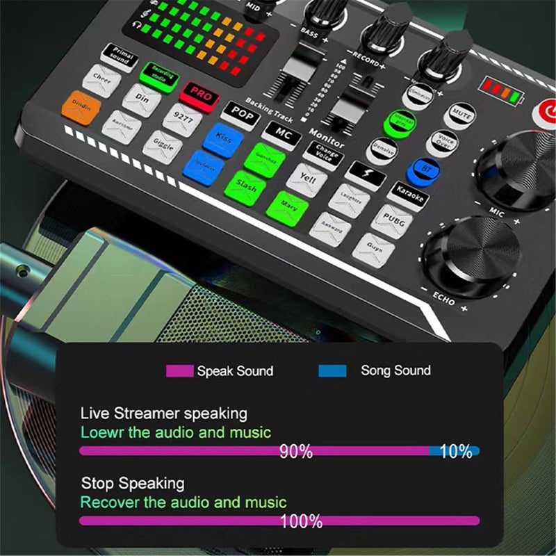 F998 Professional Mixer,Live Streaming Equipment,Podcast Equipment,3-4 Mobile Phones For Simultaneous Live Streaming,One Click Noise Reduction,Used For Podcast/Recording/Game/Voice/Video studios - Image 4