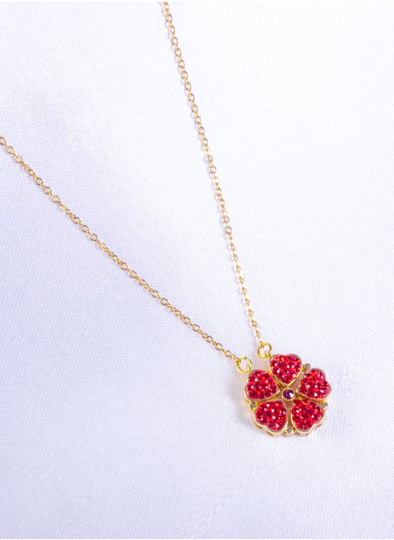 The Black Pearl Accessories - Stainless Steel Necklace with 5 Magnatic Red Zirconic Hearts - Image 1