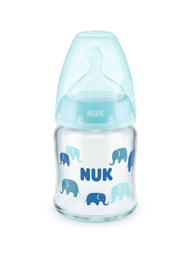 NUK First Choice Plus Temperature Control Baby Glass Feeding Bottle 120 ML, 0 - 6 Months, Assorted