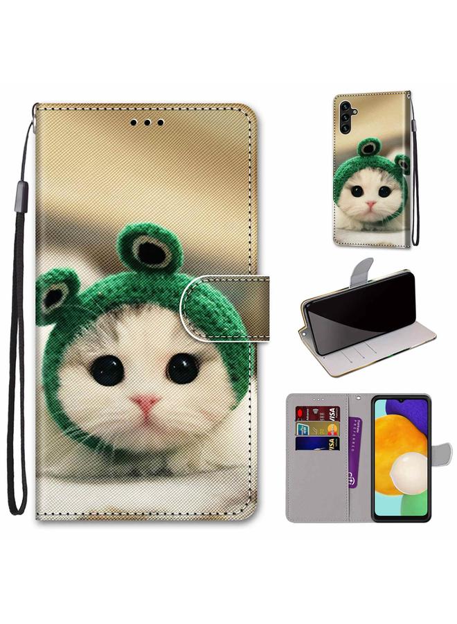 اس-توب جراب لهاتف Samsung Galaxy A13 5G، جراب هاتف جلدي قلاب أفقي بتصميم متقاطع ملون مع حامل وفتحات للبطاقات ومحفظة وحبل - Image 1