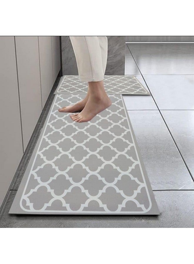 Home-Cloud حصائر مطبخ مطاطية HomeCloud للأرضية مجموعة من 2 قطعة | غير قابلة للانزلاق، سجادات ناعمة ماصة للمطبخ، وغسيل الملابس، والممر | 120X40 سم، 40X60 سم | سمك 4 مم (رمادي محاصر، مستطيل) - Image 1