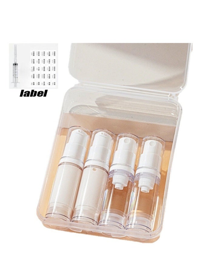 4 Pack 5 Ml [Spray 3+Lotion 1] Aseptic Airless Bottle With Bottle Separator And Storage Box, Convenient To Carry And Fill Matt Lotion Bottle, Suitable For Travel Storage, Reusable - Image 1