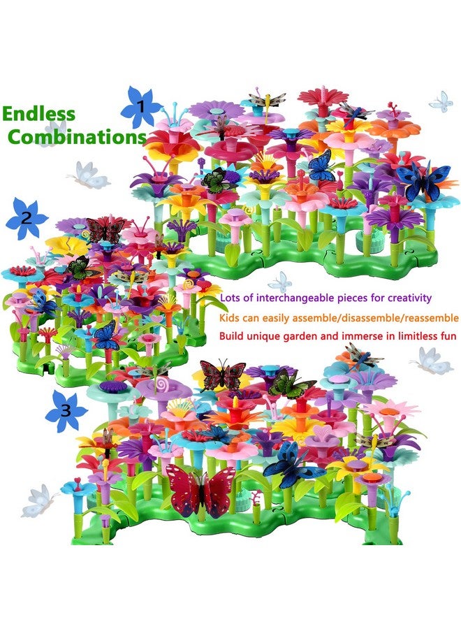 LANNEY Flower Building Toy Set, 200 Pcs Flower Garden Building Toys For Girls Boys 3 4 5 6 7 Year Old, Educational Stem Build Flower Garden Toy, Kids Toddler Birthday Gift Ideas - Image 2