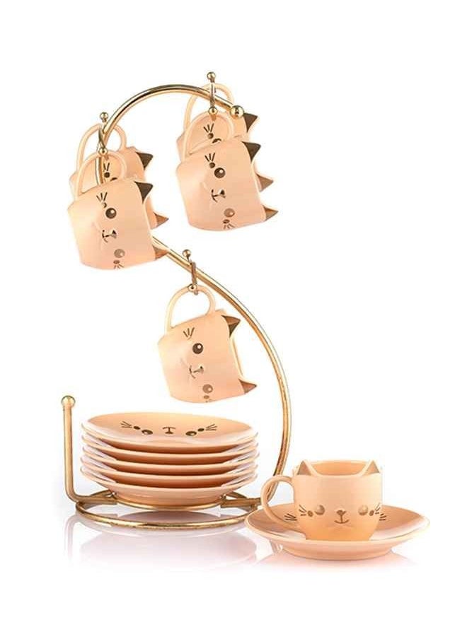 Lotus Porcelain - Coffee Set With Stand Porcelain Kety Louts assorted shapes - Image 1