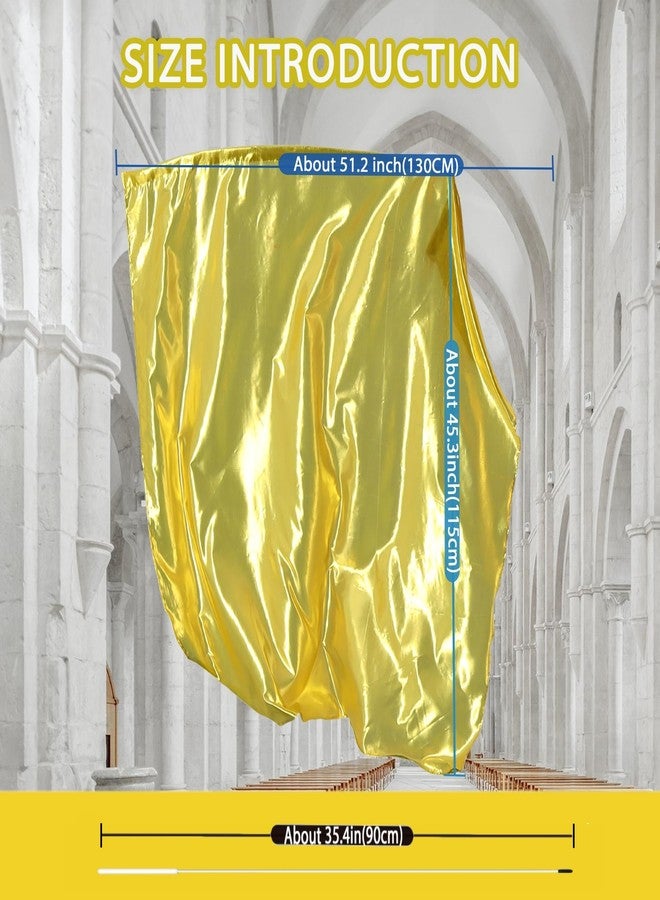 Baisdan 51''x45" Worship Flags for Dance Church, Praise Dance Flags for Worship, Worship Flag with Flexible Rods & Carrying Bag, 2 Pack, Gold - Image 3
