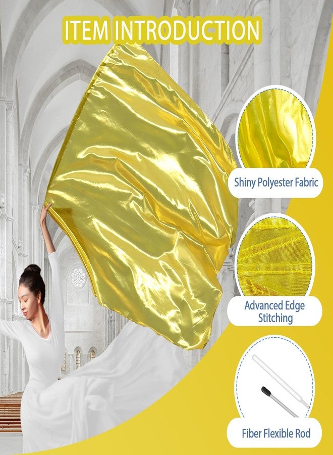 Baisdan 51''x45" Worship Flags for Dance Church, Praise Dance Flags for Worship, Worship Flag with Flexible Rods & Carrying Bag, 2 Pack, Gold - Image 2