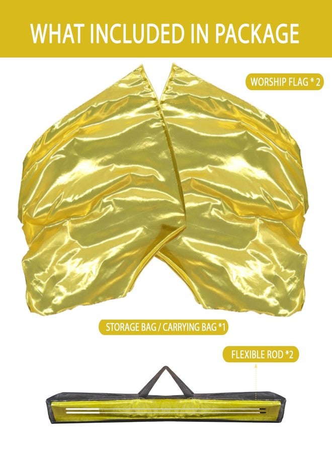 Baisdan 51''x45" Worship Flags for Dance Church, Praise Dance Flags for Worship, Worship Flag with Flexible Rods & Carrying Bag, 2 Pack, Gold - Image 5