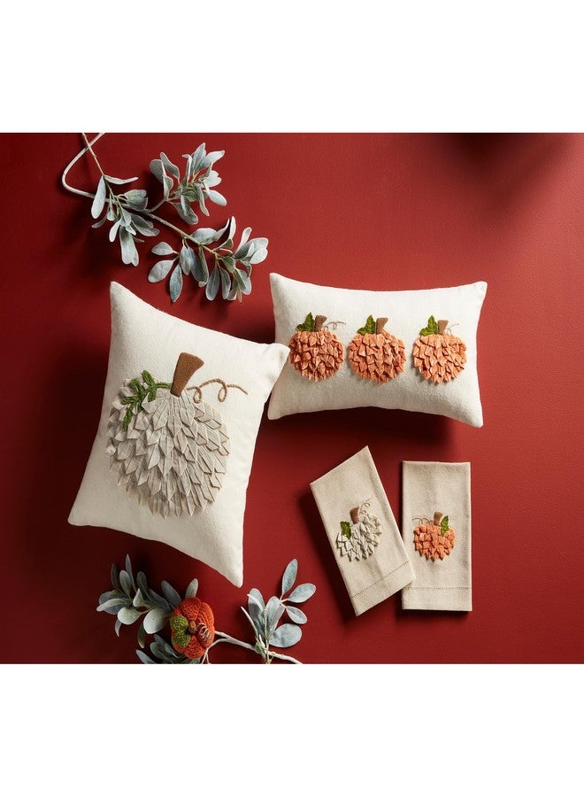 Mud Pie Velvet Pumpkin Towel, Cream, 21" x 14" - Image 2