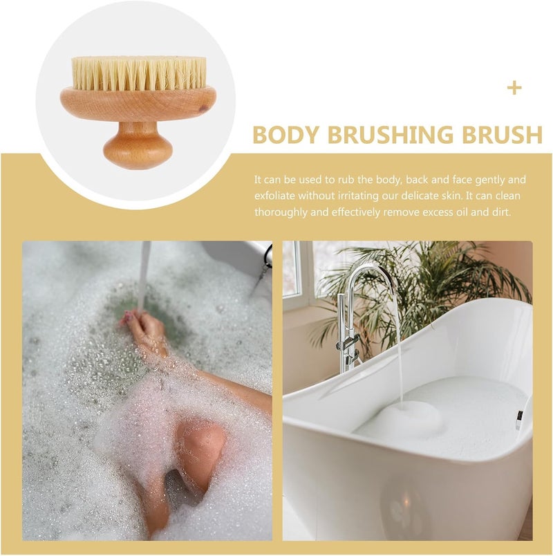 Abaodam Exfoliating Sisal Bristle Body Scrubber Brush for Bathing and Dead Skin Removal, Round Wooden Scrubbing Brush Suitable for Shower and Lymphatic Massage - Image 3