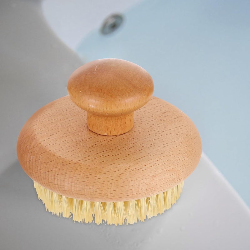 Abaodam Exfoliating Sisal Bristle Body Scrubber Brush for Bathing and Dead Skin Removal, Round Wooden Scrubbing Brush Suitable for Shower and Lymphatic Massage - Image 4