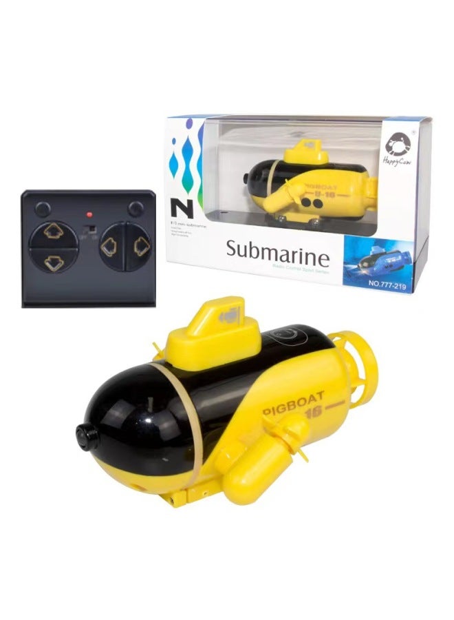 Submarine Toy Artificial Explosion Models Mini Remote Control Submarine Four-six-way Toy Boat Electric Model Leisure Cattle Toy-Color:Bright Yellow - Image 1