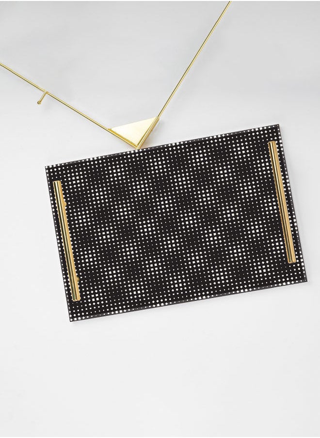 LOWHA Decorative Acrylic Serving Tray with Gold Color Metal Handles Square Seamless 20x30cm  - Image 3
