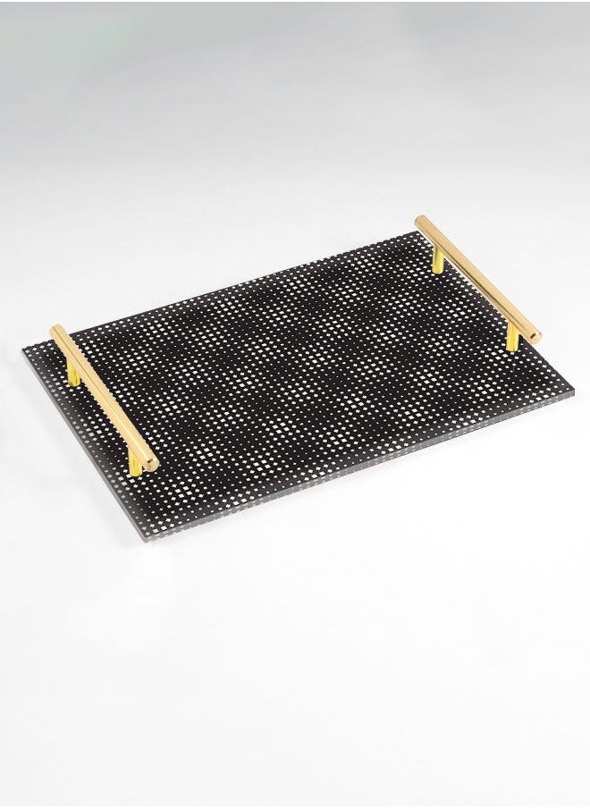 LOWHA Decorative Acrylic Serving Tray with Gold Color Metal Handles Square Seamless 20x30cm  - Image 1