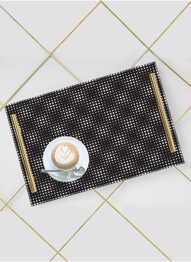 LOWHA Decorative Acrylic Serving Tray with Gold Color Metal Handles Square Seamless 20x30cm  - Image 5
