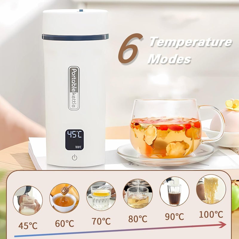 YIMI Portable Electric Kettle for Travel, 550ml Small Water Boiler for Tea Coffee Milk, 400W Stainless Steel Mini Water Kettle Heater with 6 Adjustable Temperature, Keep Warm, Auto Off for Trip, Office,Car - Image 3