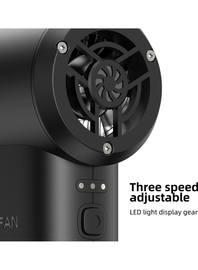 راكسوم مروحة يد توربو - مروحة جيب فائقة القوة 2024، تصميم أنيق فريد، مروحة صغيرة محمولة بـ 5 سرعات، حبل قصير، مروحة محمولة قابلة لإعادة الشحن عبر USB للسفر والنساء والرجال ومغير ألعاب المروحة الصغيرة - أسود - Image 4