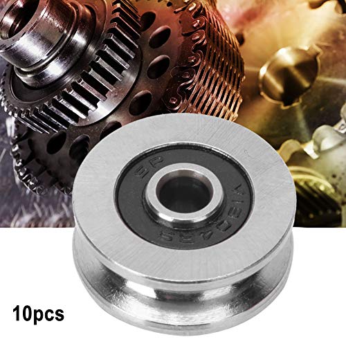 Thincol V Groove Ball Bearing, 10pcs V1804 Track Roller Bearing Guide Rail Bearing, 4mm ID, 18mm OD, for Motor, Toys, Model, Instrument and Meter, Communication Equipment - Image 2
