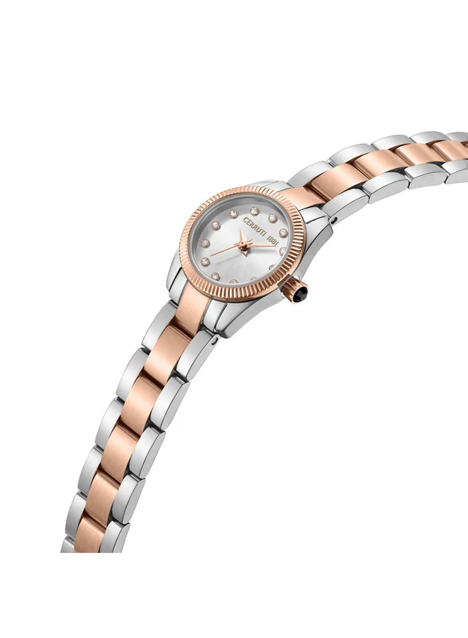 شيروتي 1881 ساعة نسائية بعقارب وسوار ستانلس ستيل وميناء أبيض  مم