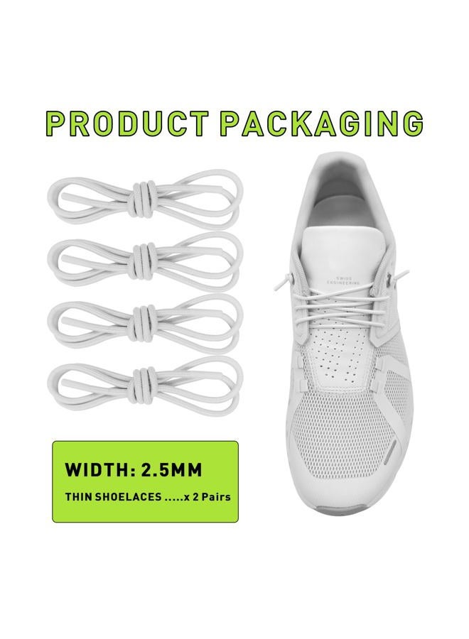 NDTEZUGT 2 Pairs 1/10" (2.5mm) Elastic White Shoe Laces, 4 Laces per Pack, No Tie Shoelaces for Adults and Kids - Image 2