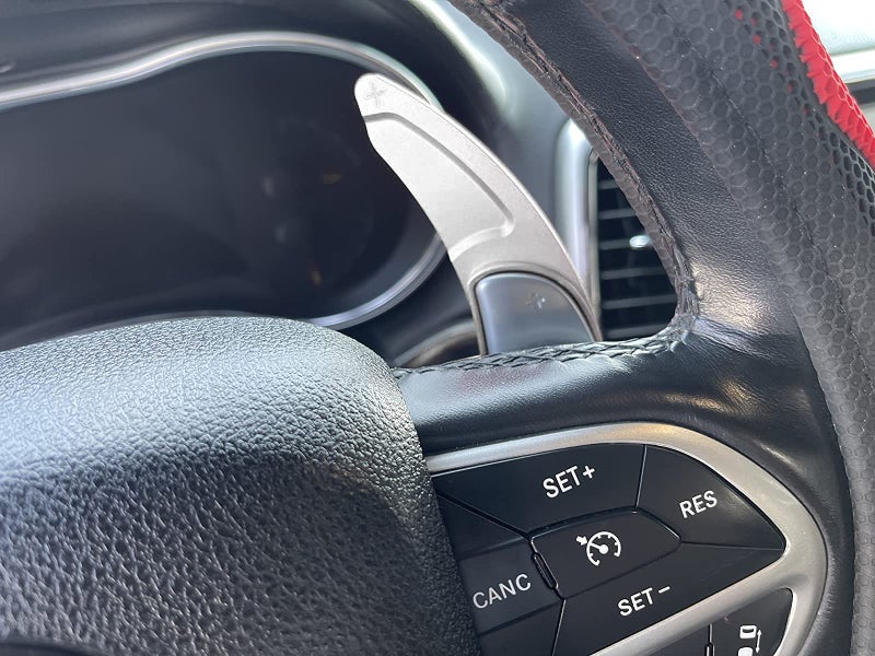 MOEBULB Steering Wheel Shift Paddle Extension Cover Compatible with Jeep Grand Cherokee 2014-2020 Dodge Challenger Charger Durango RT and Scat Pack Extended Shifter Trim Cover 2pcs - Silver - Image 4