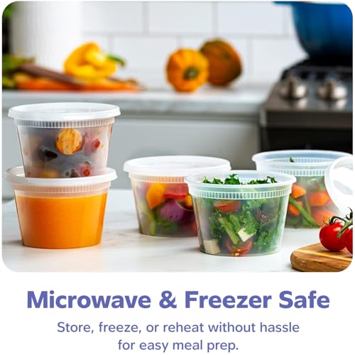 GUSTO [48 Sets 16 oz. Plastic Deli Disposable Food Storage Containers With Airtight Lids (Formerly Comfy Package) - Image 3