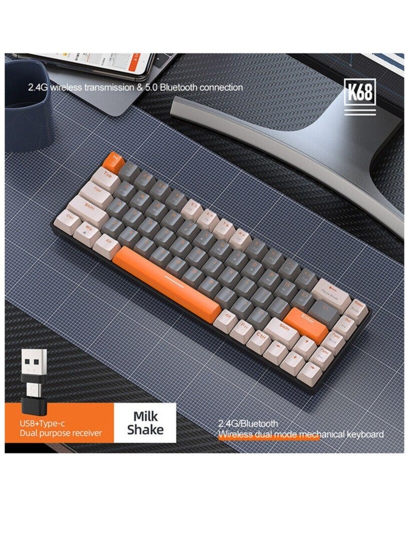 K68 Gaming Keyboard Dual-mode Gaming Keyboard Wireless Ergonomic for Computer PC - Image 4