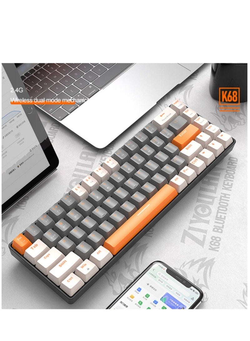 K68 Gaming Keyboard Dual-mode Gaming Keyboard Wireless Ergonomic for Computer PC - Image 2