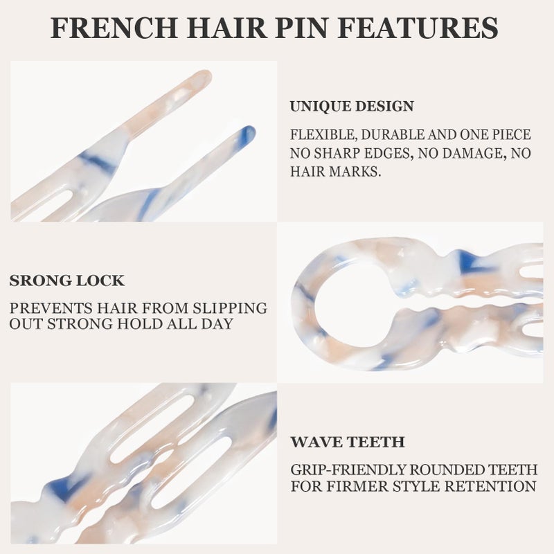 Sunolga 6 PCS 2.83'' Small French Hair Pins for Women, Prestige Hair Pins for All Hair Curved Shape for Better Head Fit Hair Accessories Serrated Anti-Slip Design Hairpins - Image 4