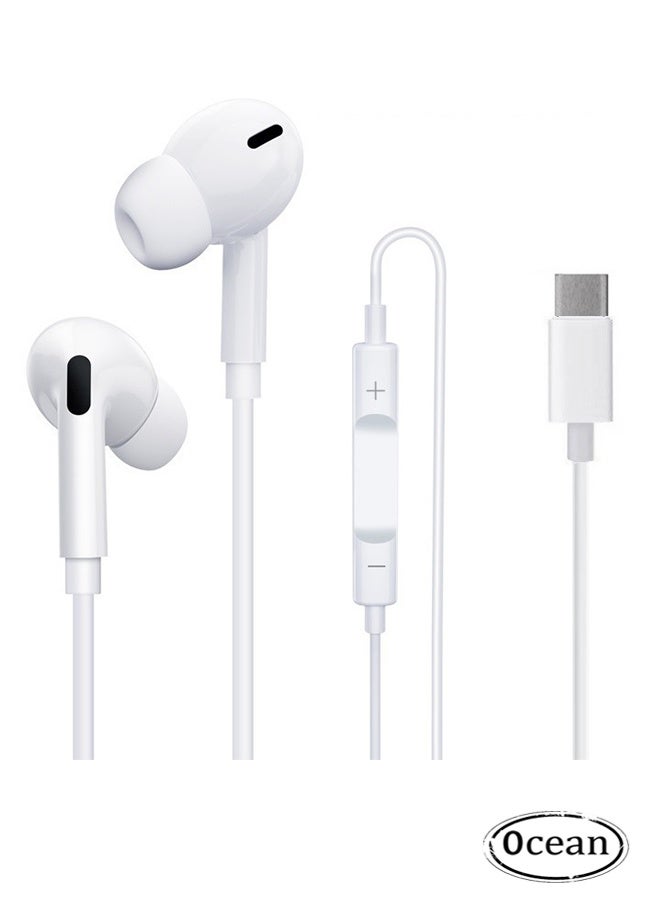 أوشن سماعات سلكية لآيفون, سماعات سلكية سماعات مع نوع C والميكروفون, لا حاجة بلوتوث, سماعات سلكية لآيفون, آيباد ومتوافق مع أجهزة ميناء البرق الأخرى, أبيض - Image 1