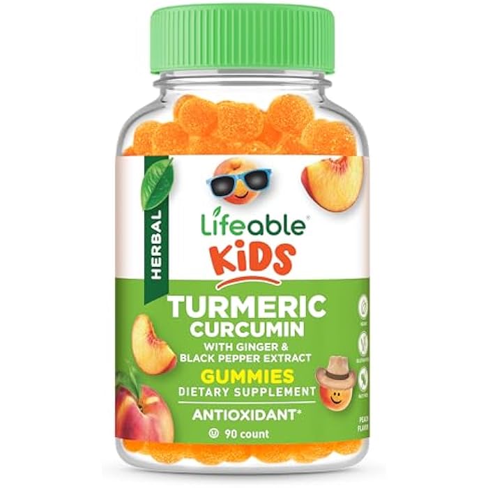 Lifeable Turmeric Curcumin and Ginger for Kids – with Black Pepper Extract – Great Tasting Natural Flavor Gummy Supplement – Gluten Free Vegetarian Chewable – 90 Gummies - Image 1
