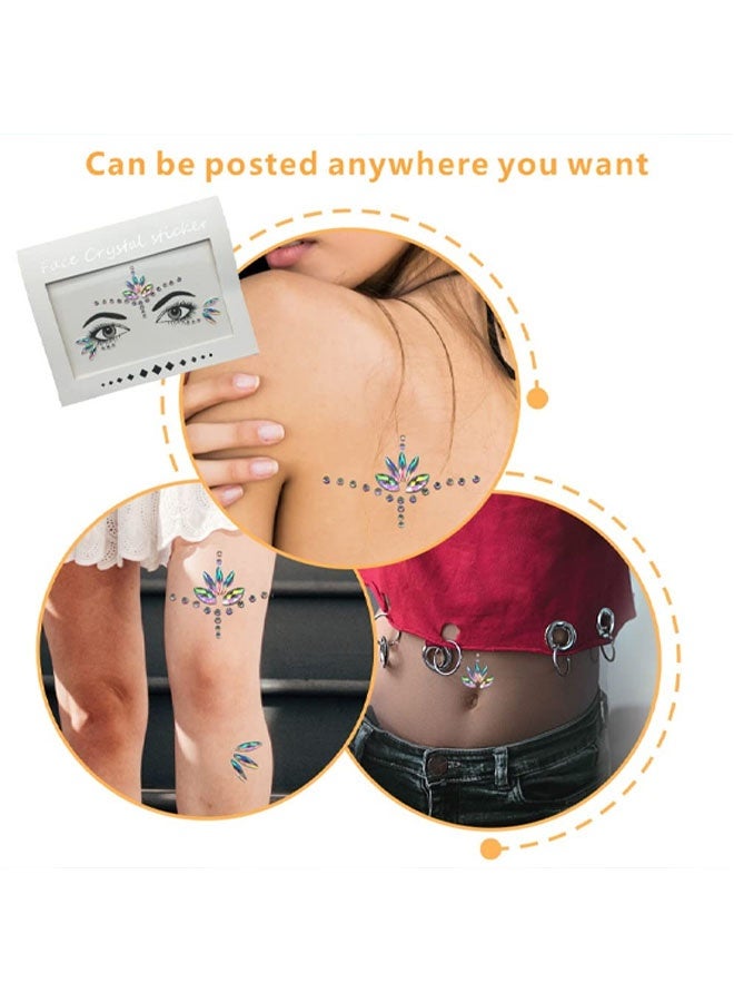 Face Gems stick on Sparkling Face glitter Jewels Exquisite Crystals Face Stickers for Woman Eyes Face Body Self-adhesive Rhinestone Temporary Tattoos Eyebrows Stage Party Decoration - Image 4