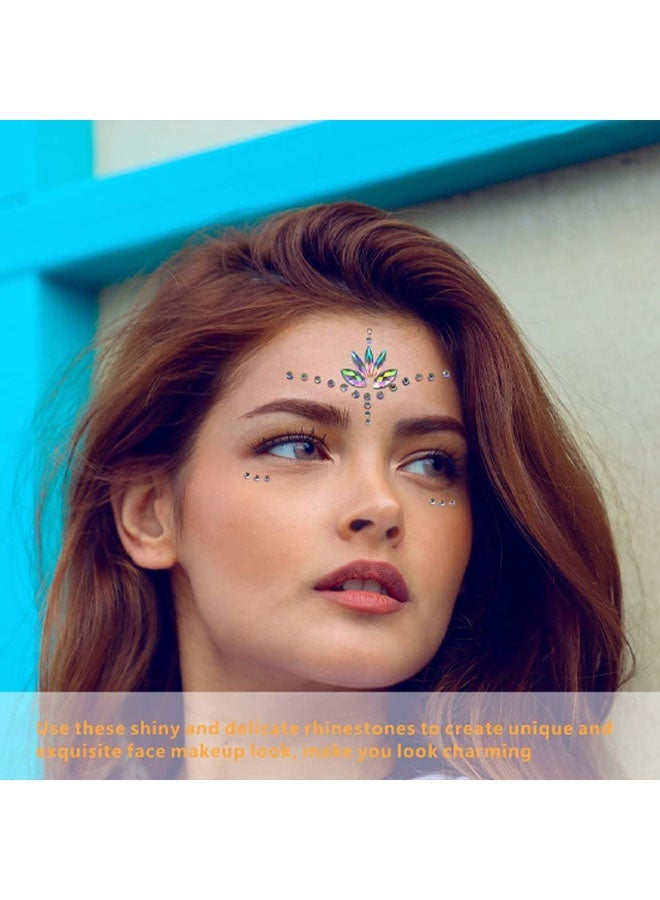 Face Gems stick on Sparkling Face glitter Jewels Exquisite Crystals Face Stickers for Woman Eyes Face Body Self-adhesive Rhinestone Temporary Tattoos Eyebrows Stage Party Decoration - Image 3