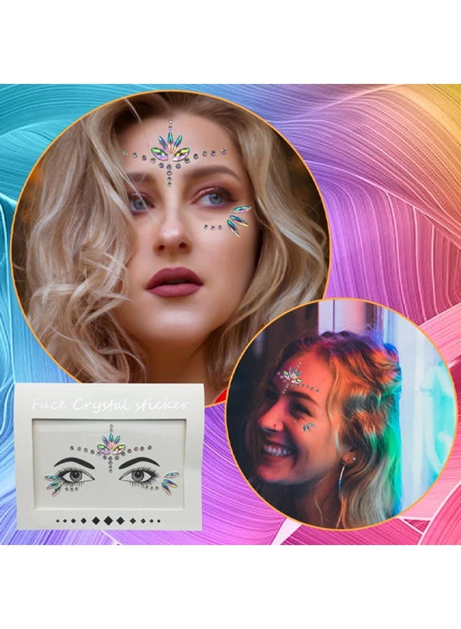 Face Gems stick on Sparkling Face glitter Jewels Exquisite Crystals Face Stickers for Woman Eyes Face Body Self-adhesive Rhinestone Temporary Tattoos Eyebrows Stage Party Decoration - Image 2