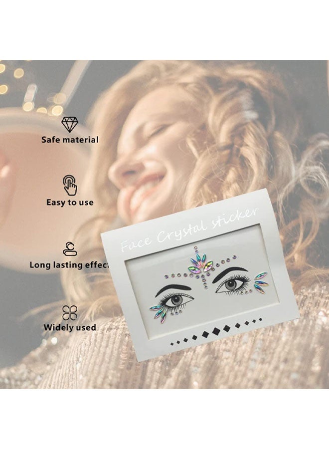 Face Gems stick on Sparkling Face glitter Jewels Exquisite Crystals Face Stickers for Woman Eyes Face Body Self-adhesive Rhinestone Temporary Tattoos Eyebrows Stage Party Decoration - Image 5