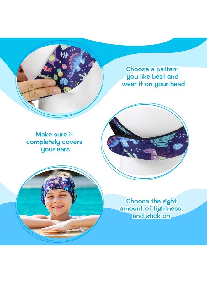 Zhanmai 4 Pieces Kids Swimming Headband Adjustable Swimmer'S Headband Waterproof Water Headband Ears Band Kids Swimming Ear Covers For Ear Protection (Dinosaur Style22 Inch) - Image 5