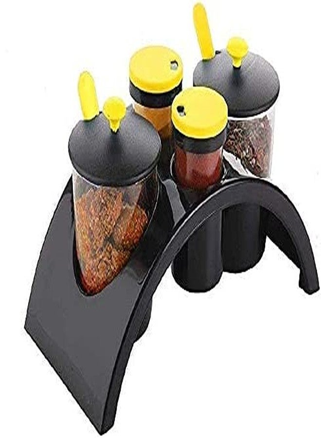 Krupasadhya 4 Pcs Container Set Plastic Spice and Pickle Jar Rack - Multicolor - Image 4