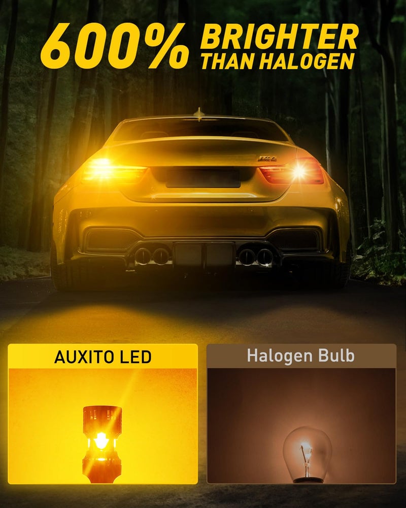 AUXITO CANBUS 1157 LED Bulbs Amber Yellow with Built-in Resistor 2057 2357 7528 BAY15D P21/5W Anti Hyper Flash Error Free Front Rear Turn Signal Lights Blinker Marker DRL Parking Lights, Pack of 2 - Image 3