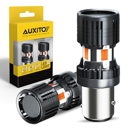 AUXITO CANBUS 1157 LED Bulbs Amber Yellow with Built-in Resistor 2057 2357 7528 BAY15D P21/5W Anti Hyper Flash Error Free Front Rear Turn Signal Lights Blinker Marker DRL Parking Lights, Pack of 2 - Image 1