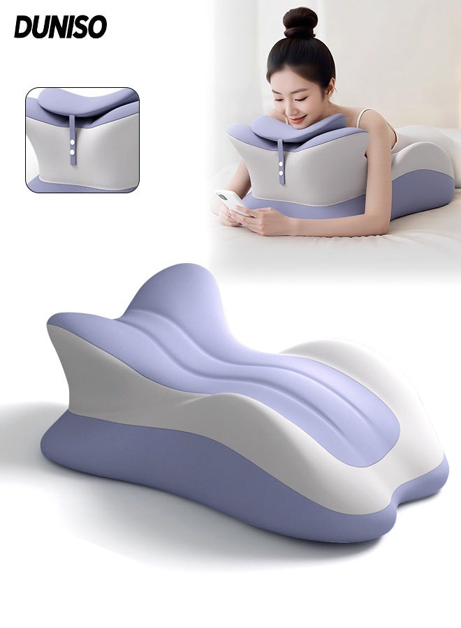 DUNISO Face Down Prone Pillow，Memory Foam Ergonomic Wedge Prone Pillow，Memory Foam Bed Triangle Wedge Pillow with Small Support Pillow，Detachable and Washable，for Massage, Reading, Sleeping - Image 1