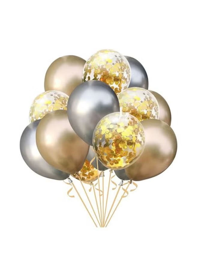 Sharpdo 15-Piece Birthday Party Combo Gold Chrome Decoration Balloons