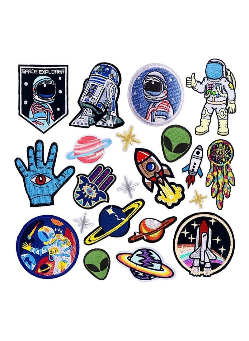 SYOSI 21 Pcs Iron On Patches for Clothing Embroidered Decoration DIY Craft Patches Sew Applique for Dress Pants Hats Jeans Backpacks Astronaut  - Image 1