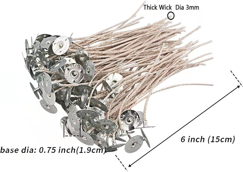 GSXRB 100pcs ECO 16 Wicks for Soy Candles, 6 inch eco Pretabbed Candle Wicks for Candle Making,CD 22 Thick Candle Wick with Base - Image 3