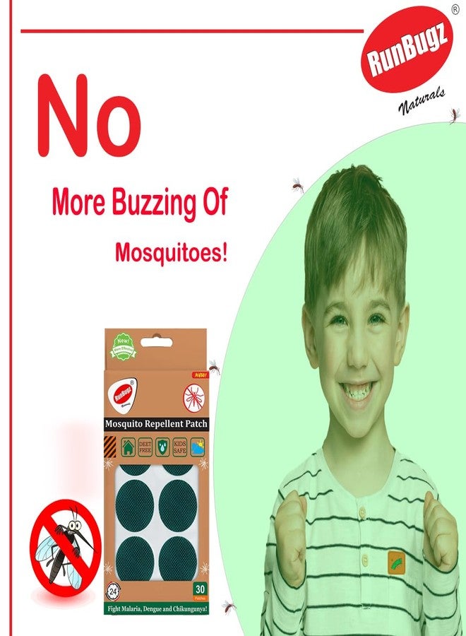 RunBugz Natural Mosquito Patches for Baby, Adults|24-Hour Protection| DEET-Free, Citronella & Lemongrass Oil| Protects from Dengue, Chikungunya & Malaria (30 Patches, Green) - Image 2