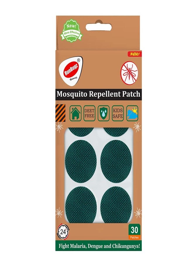 RunBugz Natural Mosquito Patches for Baby, Adults|24-Hour Protection| DEET-Free, Citronella & Lemongrass Oil| Protects from Dengue, Chikungunya & Malaria (30 Patches, Green) - Image 1
