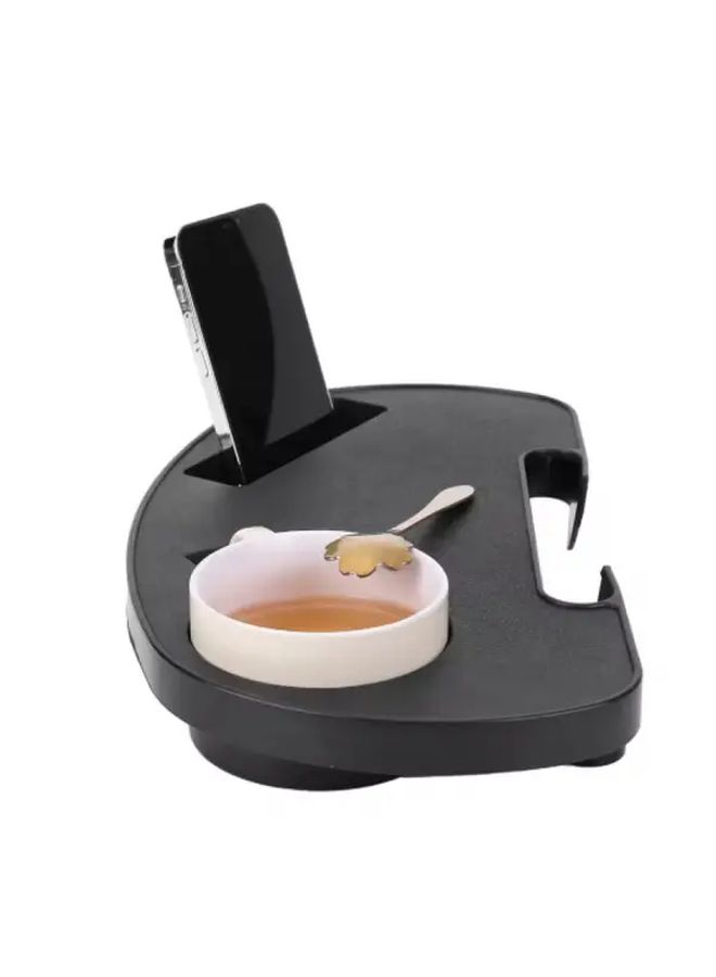 Black Folding Chair Cup Holder With Phone Tray Tablet Slot Portable Outdoor Accessory - Image 2