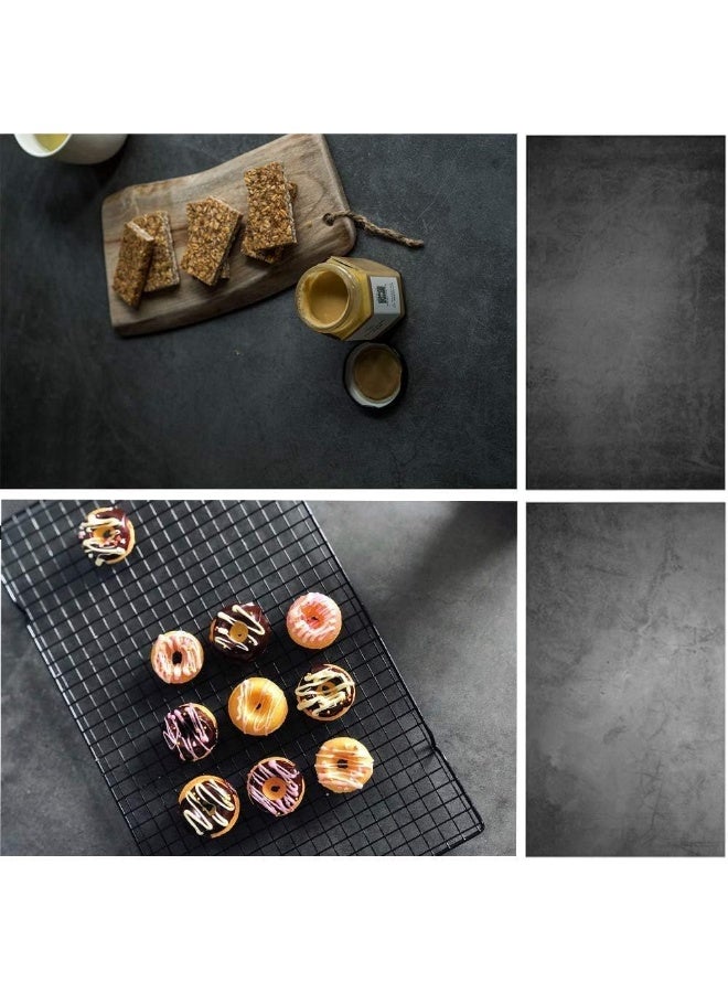 BPA® 56x89cm 2 in 1 Food Photography Backdrop Background Black Cement Texture for Flat Lay Product - Image 1