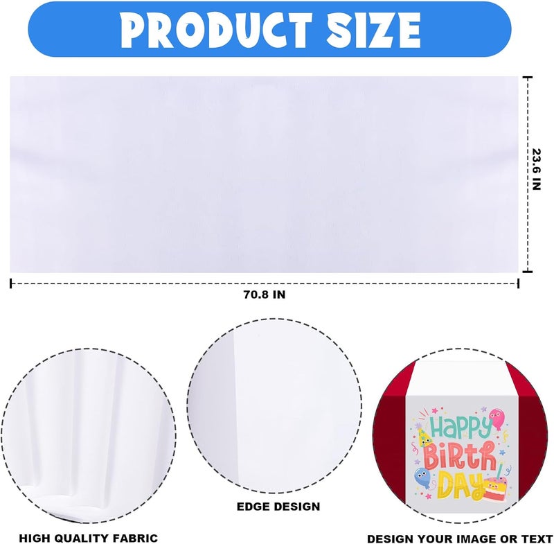 2 Pcs White Table Runner for Events - Polyester Sublimation Heat Transfer Blanks - Image 2