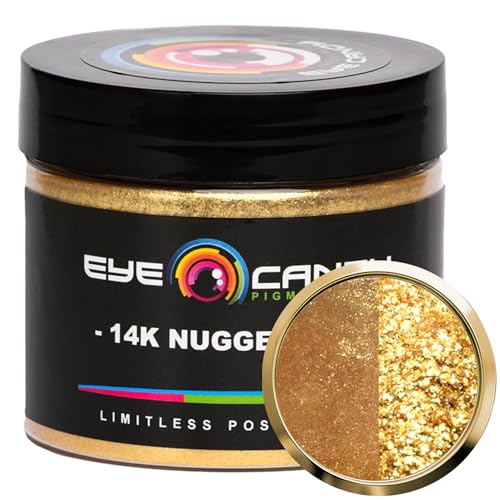 Eye Candy Pigments Premium Gold Mica Powder 14k Nugget Gold 50gr for Epoxy Resin Soap Paint Woodworking Acrylic Pouring Bath Bombs Fishing Lures DIY Arts and Crafts Additive