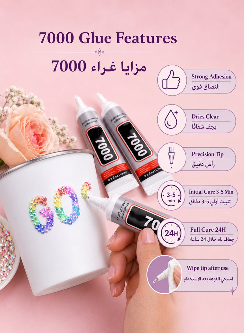 yumee Resin Jelly Rhinestones Kit 34000Pcs 3mm Flatback Gems 24 Colors With 3 B7000 Glue Pickup Pen Tweezers For Bedazzling Nail Art Tumblers Shoes Clothes DIY Crafts - Image 4